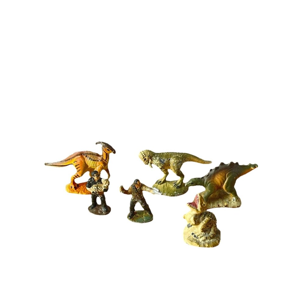 Jurassic Park Mini Metal Dinosaur Figures UCS and Amblin Lot of 6 Vintage As Is
